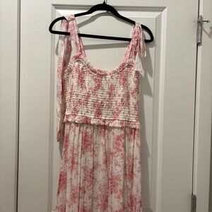 Pink and White Floral Dress